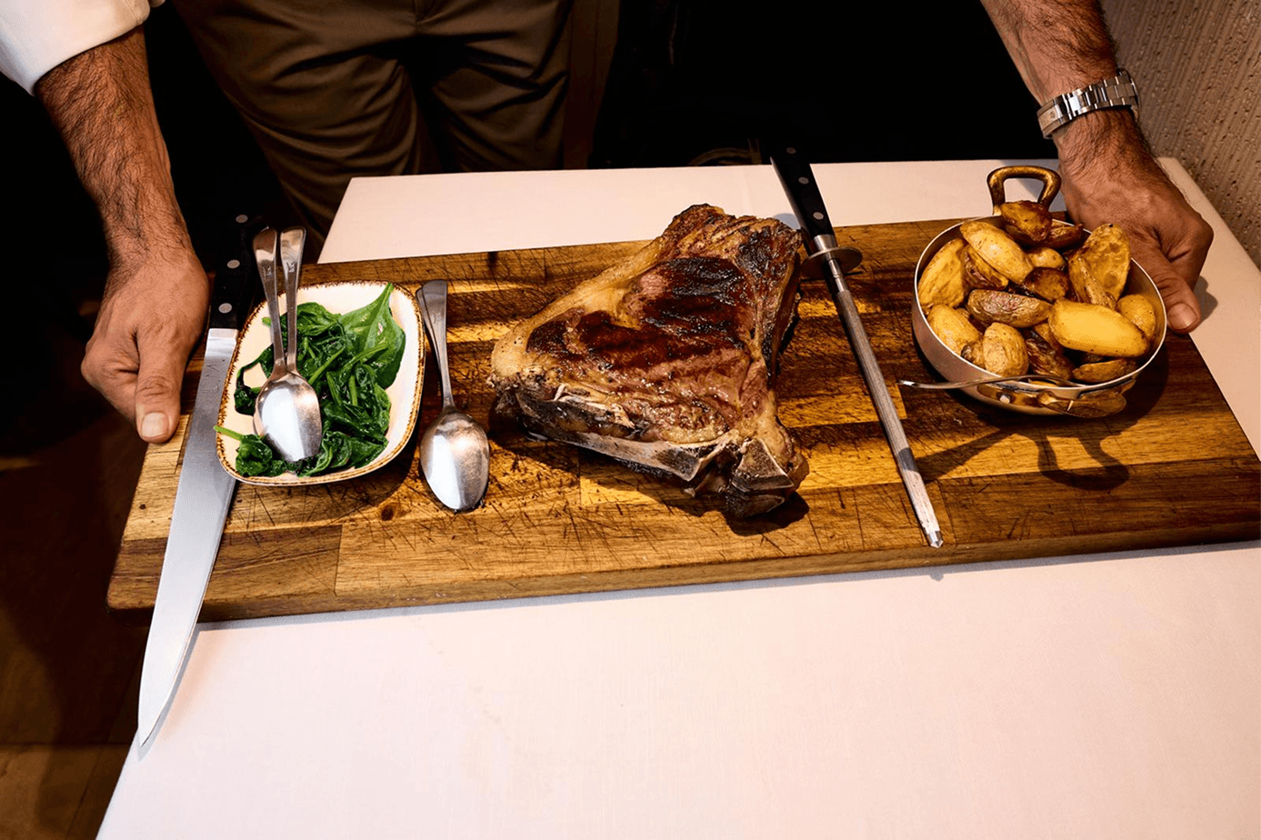 Dry-aged meat and wine cellar at La Nò